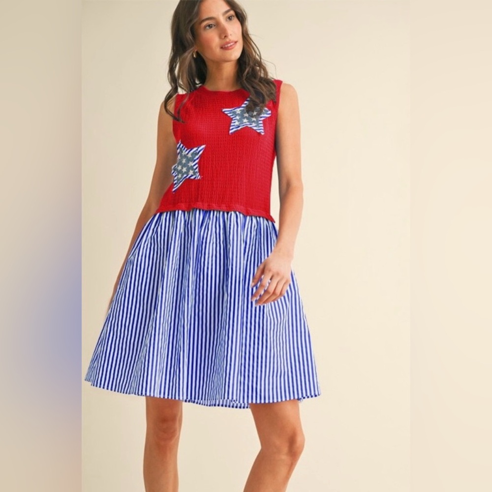 NWT 🇺🇸 American Red and Blue Star Dress🇺🇸